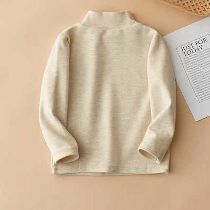 Children's T-Shirts Bear Embroidery and Fleece Long Sleeve Base Shirt Girls Boys Clothes Girls Tshirts Kids Clothes Boys