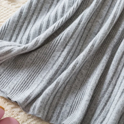 Baby Girl Button Front Solid Rib Knit Long-sleeve Dress Soft and Comfortable Perfect for Outings Daily Casual Wear Kids Clothes