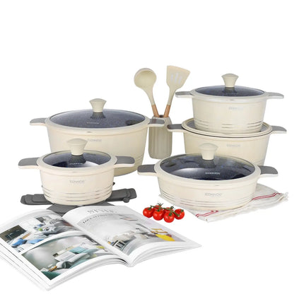 DONNOR Ceramic Cookware Set,Healthy Non-stick Cookware Set Suitable for Induction Cooktops/DishwashersFree of PFAS,PFOA and PTFE