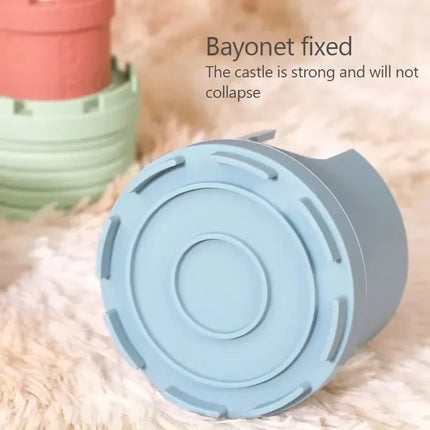 Kid Silicone Castle Stack Cup Toys Color Digital Cognitive Building Blocks Brain Response Battle for Early Education Games Toy
