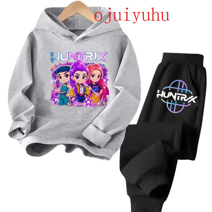 2025 movie korean style Sets Children Hoodies Kpop Demon Hunters Pullover Sweatshirt Trucksuit Cartoon Girls Boy Kids Clothes