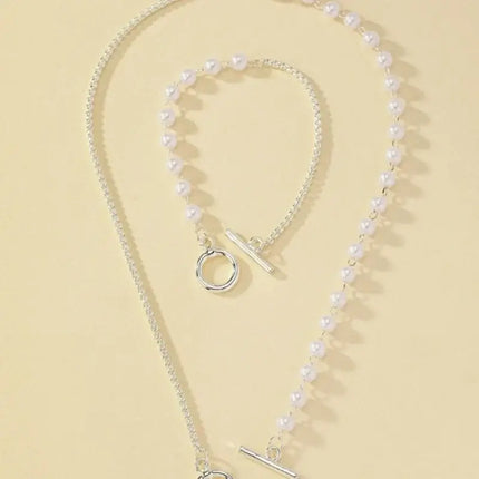 Bracelet Necklaces Jewelry Set Fashion Elegant Design Splicing Pearl Chain Light Luxury Jewelry Set for Women Серьги Женские