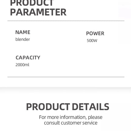 2000W Heavy Duty Commercial Blender Stationary Mixer Ice Smoothies Appliances for Kitchen Professional High Power Food Processor