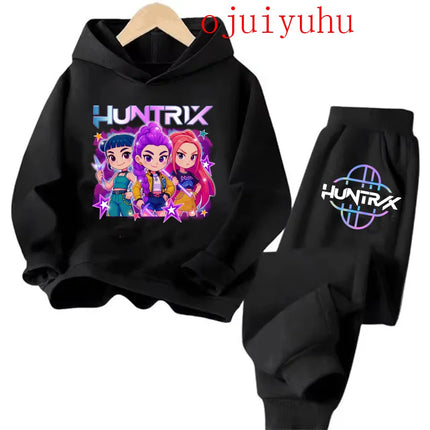 2025 movie korean style Sets Children Hoodies Kpop Demon Hunters Pullover Sweatshirt Trucksuit Cartoon Girls Boy Kids Clothes