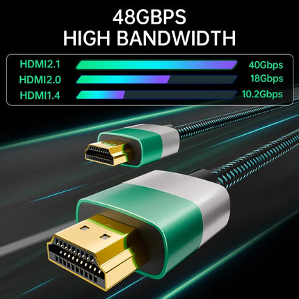 8K HDMI to HDMI 2.1 Cable 48Gbps High Speed 8K 60Hz 4K HDMI-compatible Cable for Switch Laptop Monitor Camera TV Smart Devices