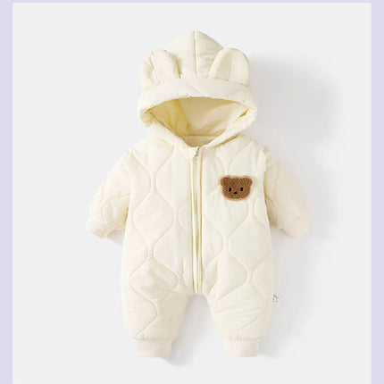  Winter Baby Outwear Clothing Fur Lining Warm Toddler Girl's Boy's Rompers Cartoon Bear Infant Jumpsuit