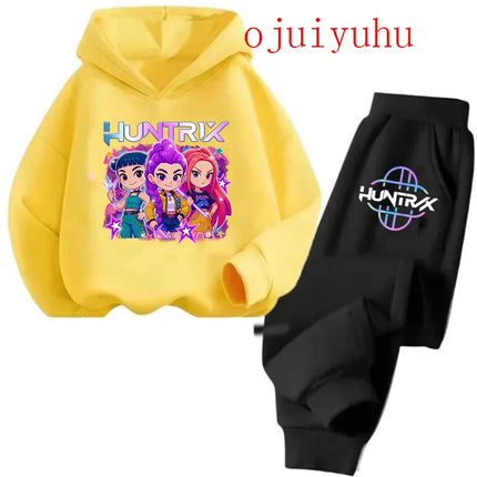 2025 movie korean style Sets Children Hoodies Kpop Demon Hunters Pullover Sweatshirt Trucksuit Cartoon Girls Boy Kids Clothes