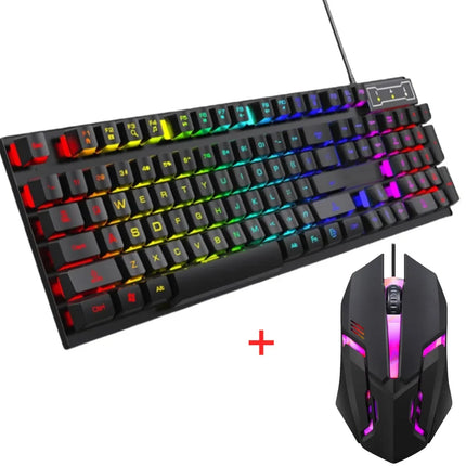 104 key Backlit Computer Keyboard Waterproof Gaming Keyboard Backlit Ergonomics Colorful Mechanical Feel Keyboard And Mouse Set