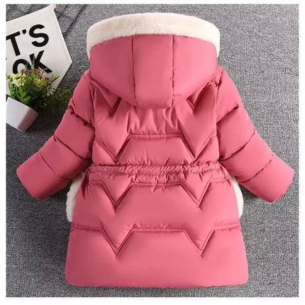Autumn Winter Girls Jacket Keep Warm Fashion Hooded Outerwear Birthday Christmas Princess Coats 3 4 5 6 7 8 Years Kids Clothes
