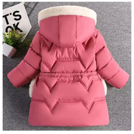 Autumn Winter Girls Jacket Keep Warm Fashion Hooded Outerwear Birthday Christmas Princess Coats 3 4 5 6 7 8 Years Kids Clothes
