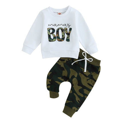 Casual New Baby Boys Long Sleeve Outfits Clothes Fashion Letter Print Sweatshirt Tops Elastic Pants Suit for Baby Fall Clothing