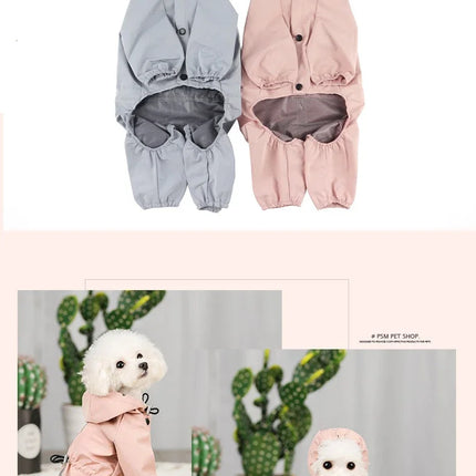 Pet dog clothing, rainproof, breathable and reflective clothes, dog four-legged raincoat, cat and dog supplies french bulldog