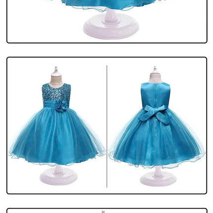 Girl Dress Flower Embroidered Bow Princess Dress Children Lace Mesh Tutu Wedding Christmas Birthday Party Dress Girl Dress