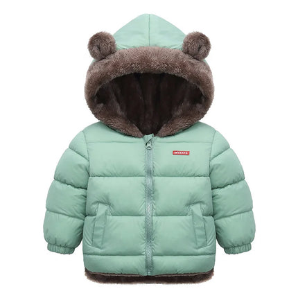 Baby Boys Girls Jacket Hooded Cotton Outerwear Children's Thick Fleece Coat Cashmere Padded Jackets Winter Boys Girls Warm Coats