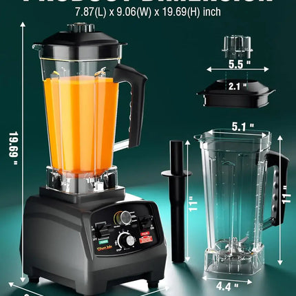 WantJoin Professional Blender, Commercial Blender for kitchen Max 1800W High Power Home and Commercial with Timer