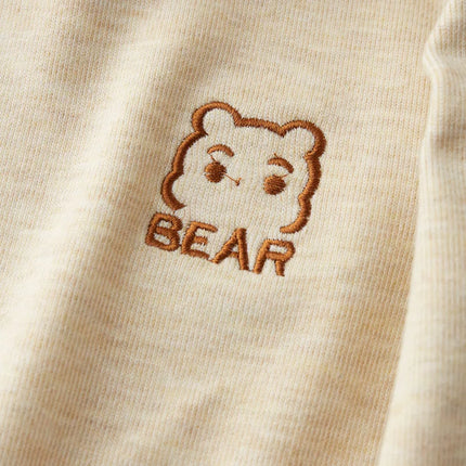 Children's T-Shirts Bear Embroidery and Fleece Long Sleeve Base Shirt Girls Boys Clothes Girls Tshirts Kids Clothes Boys