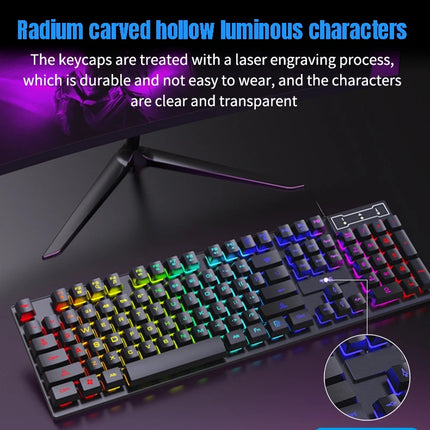 104 key Backlit Computer Keyboard Waterproof Gaming Keyboard Backlit Ergonomics Colorful Mechanical Feel Keyboard And Mouse Set