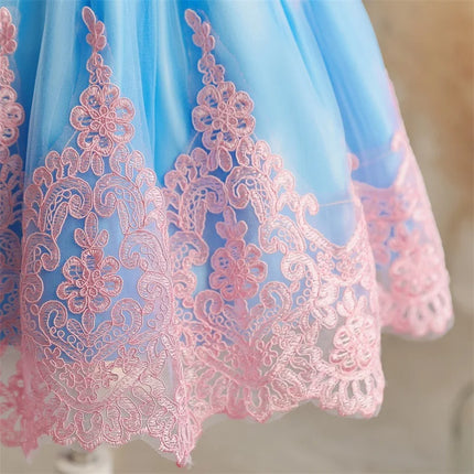 Baby Girls Dresses for 1st Birthday Party Backless Embroidery Elegant Big Bow Wedding Tutu Gown Girls Pink Formal Gala Costume