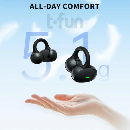 Open Ear Earbuds, Clip-On Earbuds Wireless Bluetooth, Ear Clip Bluetooth Headphones, Lightweight Comfort, Ergonomic Secure Fit