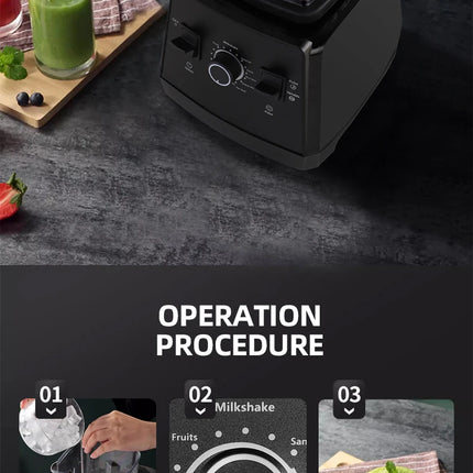 2000W Heavy Duty Commercial Blender Stationary Mixer Ice Smoothies Appliances for Kitchen Professional High Power Food Processor