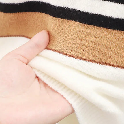 2-6 Years Autumn Winter Boys Sweater Stripe Design Full Sleeve High Collar Knitting Shirt For Kids Children Handsome Knitwear