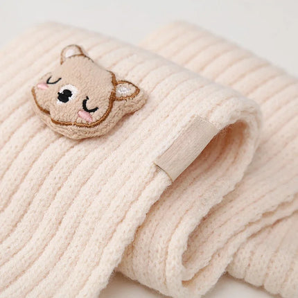 2Pcs/Set Children's Hat and Scarf Set for Boys and Girls Winter Warmth Cotton Lining Wool Knit Hats Baby Two-Piece Hat Set