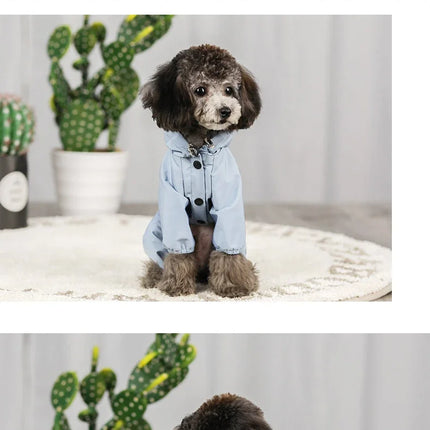 Pet dog clothing, rainproof, breathable and reflective clothes, dog four-legged raincoat, cat and dog supplies french bulldog