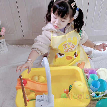 Kids Kitchen Sink Toys Electric Dishwasher Playing Toy With Running Water Pretend Play Food Fishing Toy Role Playing Girls Gift