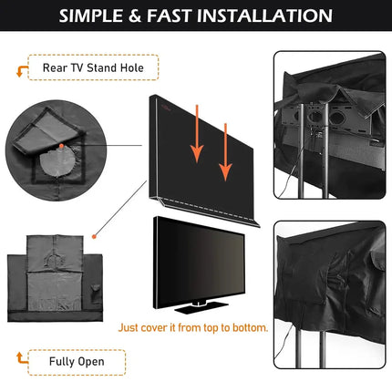 Outdoor TV Cover 22-65 Inch,210D Weatherproof TV Screen Protectors with Waterproof Zipper & Storage Pocket,Velcro,Universal