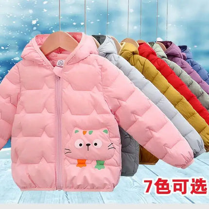 Winter Baby Down Cotton Jacket Winter 2023 New Fashion Cute Cartoon Coat Boys Girls Hooded Warm for Children's Outerwear 0-5y