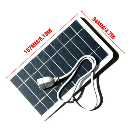 2W 5V Solar Charger Panel Portable Outdoor Solar Power Bank for Phones Waterproof Sunlight Charging USB Output for Camping