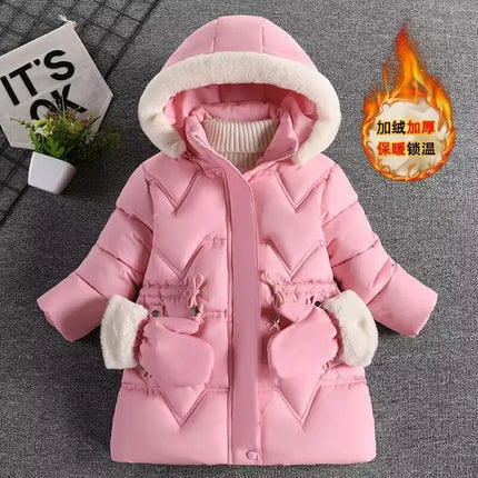 Autumn Winter Girls Jacket Keep Warm Fashion Hooded Outerwear Birthday Christmas Princess Coats 3 4 5 6 7 8 Years Kids Clothes