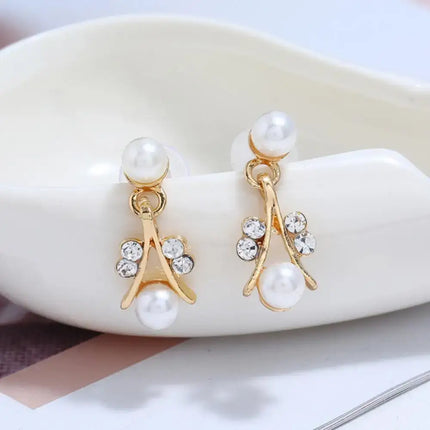 Necklace Earrings Gift Elegant Rhinestone Faux Pearl Bracelet Bridal Jewelry Gift
