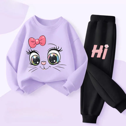 Long Sleeved Hoodies Sets for Girls Spring New Style Pullover Long Pant Two Piece Suit Children's Casual Outfits Kids Tracksuit