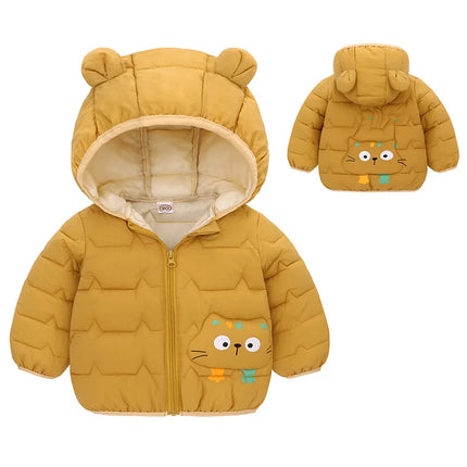 Winter Baby Down Cotton Jacket Winter 2023 New Fashion Cute Cartoon Coat Boys Girls Hooded Warm for Children's Outerwear 0-5y