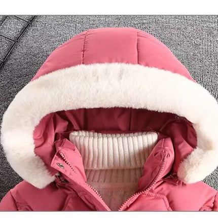 Autumn Winter Girls Jacket Keep Warm Fashion Hooded Outerwear Birthday Christmas Princess Coats 3 4 5 6 7 8 Years Kids Clothes