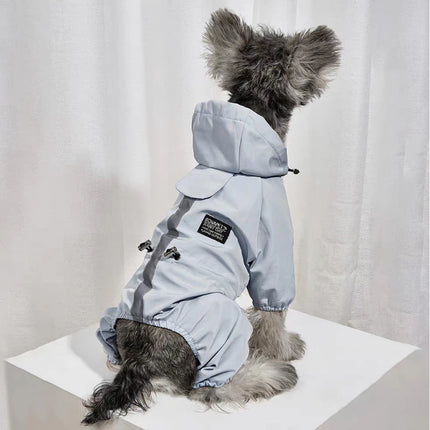 Pet dog clothing, rainproof, breathable and reflective clothes, dog four-legged raincoat, cat and dog supplies french bulldog
