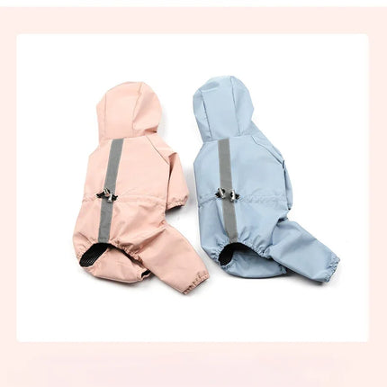 Pet dog clothing, rainproof, breathable and reflective clothes, dog four-legged raincoat, cat and dog supplies french bulldog