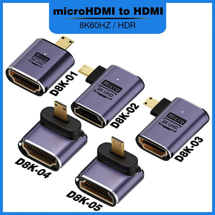 UGOURD HDMI2.1 Cable Adapter mini micro hdmi to HDMI 2.1 Converter 48Gpbs 8K60HZ 4K120HZ for HDTV Projector PS4 PS5 Laptop PC