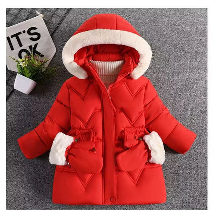 Autumn Winter Girls Jacket Keep Warm Fashion Hooded Outerwear Birthday Christmas Princess Coats 3 4 5 6 7 8 Years Kids Clothes