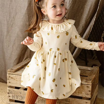 Fashion Baby Girl Dresses Floral Long Sleeve Cotton Toddler Girl Dress For 1-6Yrs Baby Girl Party Dress Girls Clothes