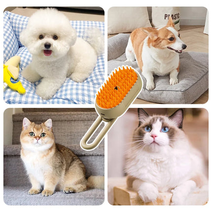 3-in-1 Dog Hair Brush Cat Hair Brush Electric Pet Cleaning Brush Steam Spray Brush Massage Hair Removal Comb Anti Flying Brush