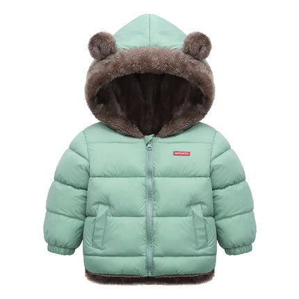 Baby Boys Girls Jacket Hooded Cotton Outerwear Children's Thick Fleece Coat Cashmere Padded Jackets Winter Boys Girls Warm Coats
