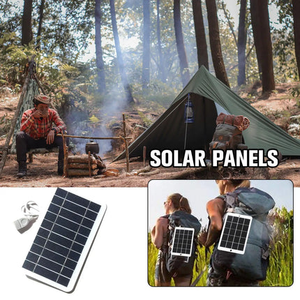 2W 5V Solar Charger Panel Portable Outdoor Solar Power Bank for Phones Waterproof Sunlight Charging USB Output for Camping