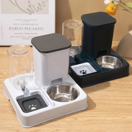 Automatic Feeder Cat Dog Food Bowl With Water Fountain Pet Large Capacity Raised Stand Dish Bowl For Cat Drinker Accessories