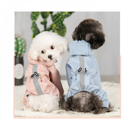 Pet dog clothing, rainproof, breathable and reflective clothes, dog four-legged raincoat, cat and dog supplies french bulldog