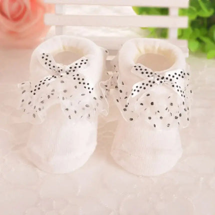 Baby Socks Newborn Infant Girl Lace Bow Socks Toddler Baby Girls Anti Slip Cotton Spring Autumn Short Sock For 0-6 Months