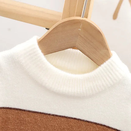 2-6 Years Autumn Winter Boys Sweater Stripe Design Full Sleeve High Collar Knitting Shirt For Kids Children Handsome Knitwear