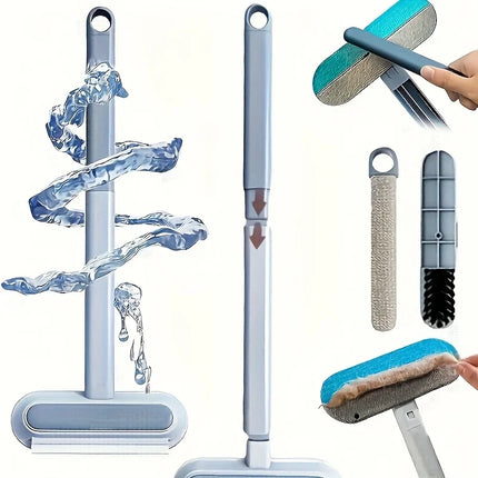 2-in-1 Pet Hair Remover Brush for Dogs & Cats - Dual-Action Bristle & Rubber Brushes with Washable Blue & Gray Bristles