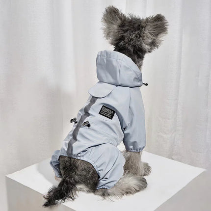 Pet dog clothing, rainproof, breathable and reflective clothes, dog four-legged raincoat, cat and dog supplies french bulldog